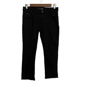 Vans Womens Juniors Black Raw Hem Cropped Y2K Low Rise Checkered Patch Jeans 5